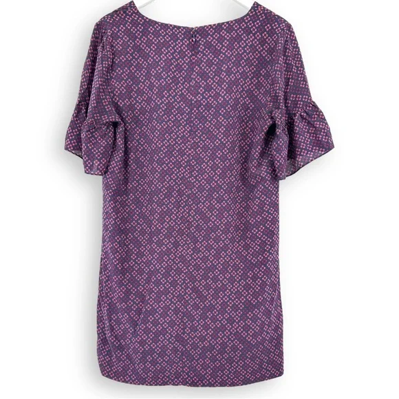 Madewell Purple, Pink & Navy Bell Sleeve Silk Mini Dress - Picture 2 of 8
